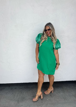 SPRING FORWARD EMBROIDERED DRESS