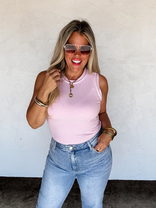 SUMMER BIANCA STRIPED RIBBED TANK
