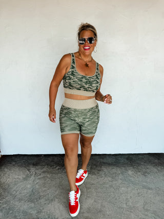 CAMO BRA & BIKER SHORT SET