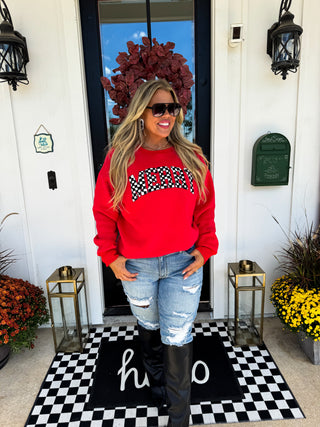 MERRY CHECKERED LETTER SWEATSHIRT