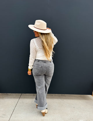 PREORDER - GREY CLOVER FRONT POCKET JEANS