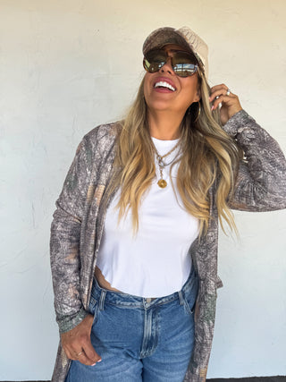 PREORDER- WOODLAND CAMO LOLA CARDIGAN