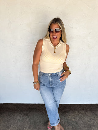 SUMMER BIANCA STRIPED RIBBED TANK