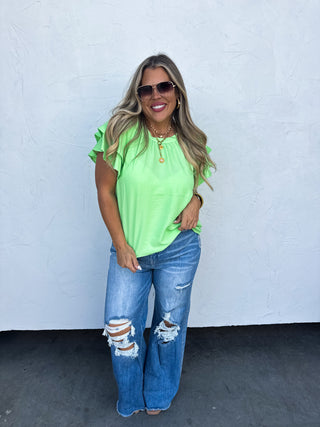 GARDEN STROLL FLUTTER SLEEVE TOP