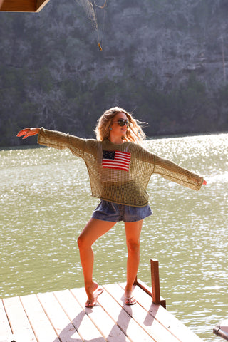 PREORDER- FREEDOM FLAG PATCH PULLOVER