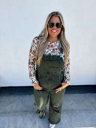 DAHLIA CROP WIDE LEG OVERALLS