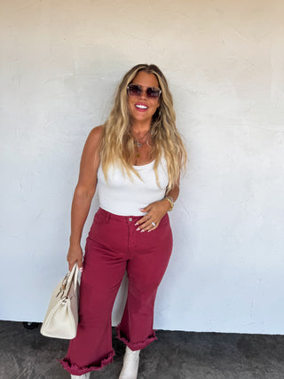 PREORDER- BURGUNDY URBAN NON DISTRSSED CROP JEAN