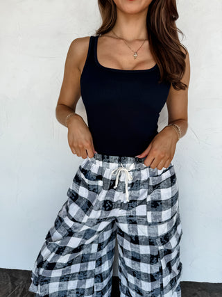 PREORDER- PLAID BEHAVIOR WIDE LEG PANTS