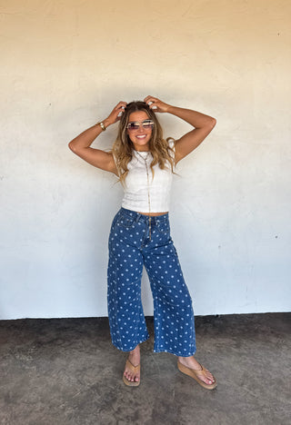 PREORDER- DARLING DOT BARREL JEANS