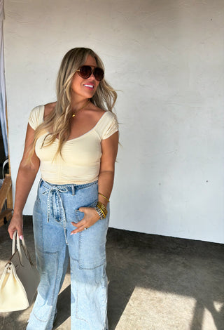 PREORDER- OUT AND ABOUT CAP SLEEVE TOP