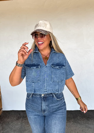 PREORDER- ANDI DENIM POCKET TOP