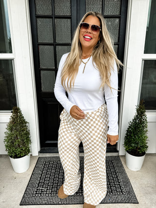 PREORDER- BOLD BLOCK CHECKER PANTS- NEUTRALS