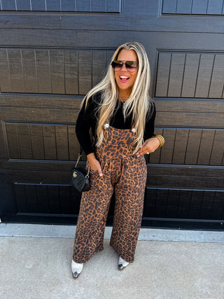 PREORDER- CHEETAH & SOLID KARLI BOHO OVERALLS