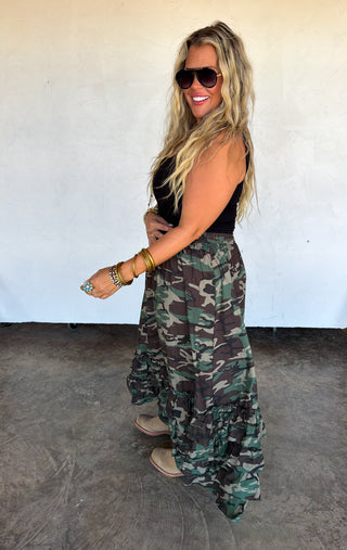 PREORDER- HIDDEN GEM CAMO MAXI SKIRT