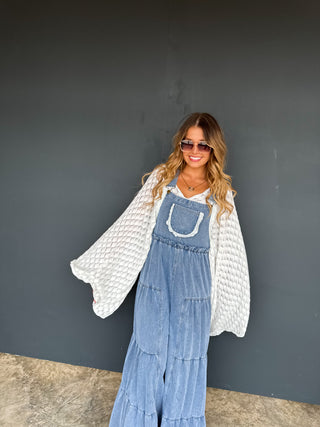 PREORDER-  BOHO & LACE DENIM OVERALLS