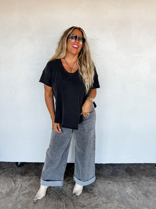 PREORDER - GREY CLOVER FRONT POCKET JEANS