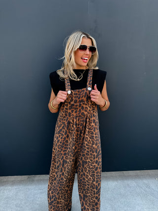 PREORDER- CHEETAH & SOLID KARLI BOHO OVERALLS