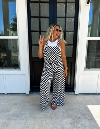 CHECKERED KARLI BOHO OVERALLS