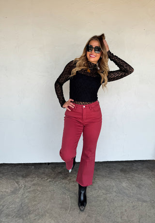 PREORDER- BURGUNDY URBAN NON DISTRSSED CROP JEAN