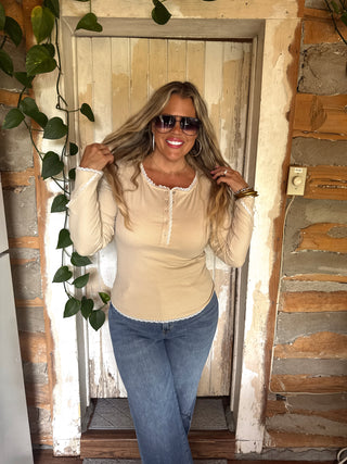 PREORDER- ROSIE LACE HENLEY TOP