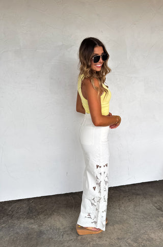 PREORDER- SUMMER FLORAL CHARM WIDE LEG JEAN