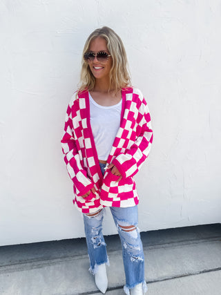 BEVERLY CHECKERED CARDIGAN