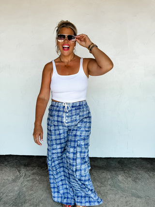 PREORDER- PLAID BEHAVIOR WIDE LEG PANTS