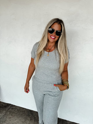 PREORDER- STAY IN CROP PANT SET
