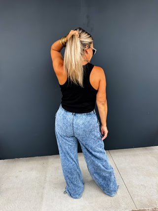 PREORDER- CHARLIE CINCH HEM WIDE LEG JEANS