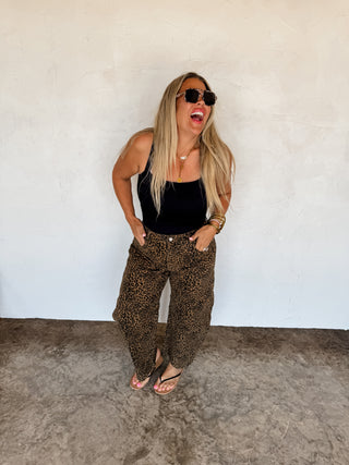 PREORDER- BEX CHEETAH BARREL JEANS (STRETCHY)