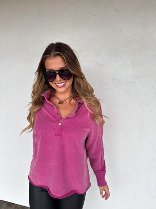 PREORDER- LONGER LENGTH- MARLEY SNAP BUTTON SWEATSHIRT