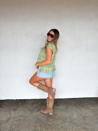 PREORDER- MOLLY TIE FRONT DENIM VEST