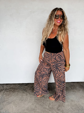 PREORDER- ZEBRA HADDIE WIDE LEG PANTS