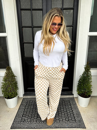 BOLD BLOCK CHECKER PANTS- NEUTRALS