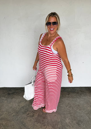 PREORDER- RICKI STRIPE TERRY ROMPER