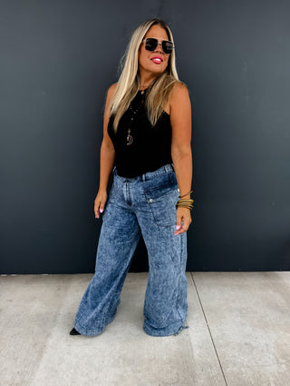 PREORDER- CHARLIE CINCH HEM WIDE LEG JEANS