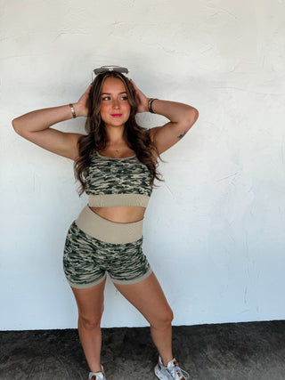 PREORDER- CAMO BRA & BIKER SHORT SET