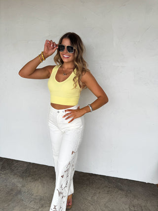 PREORDER- SUMMER FLORAL CHARM WIDE LEG JEAN