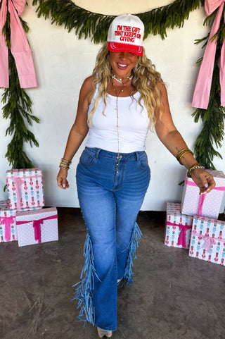 PREORDER- ON THE FRINGE FLARE JEANS