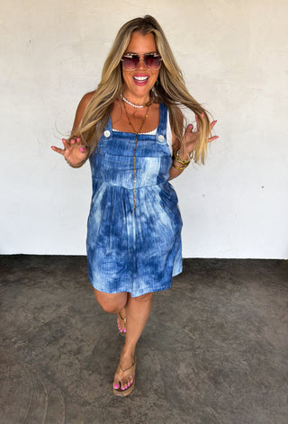 PREORDER- MOCK DENIM OVERALL SKIRT