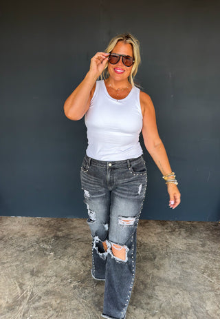 PREORDER- OFF THE GRID STUDDED JEANS