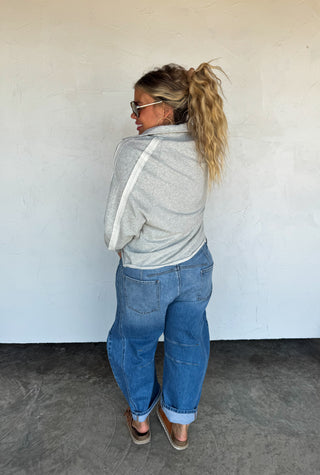 PREORDER- LONGER LENGTH- MARLEY SNAP BUTTON SWEATSHIRT