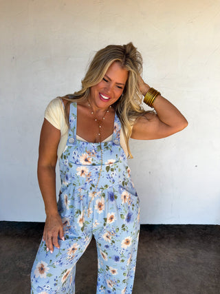 PREORDER- SPRING FLORAL KARLI BOHO OVERALLS