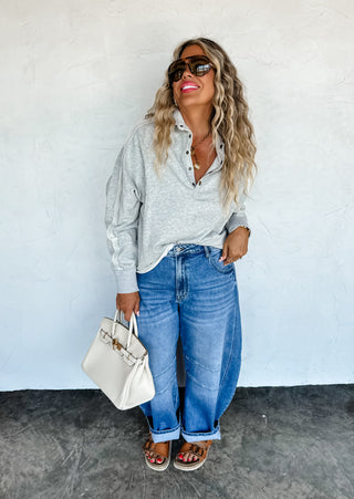 PREORDER- LONGER LENGTH- MARLEY SNAP BUTTON SWEATSHIRT