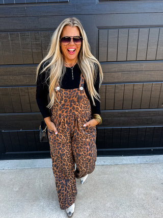 PREORDER- CHEETAH & SOLID KARLI BOHO OVERALLS