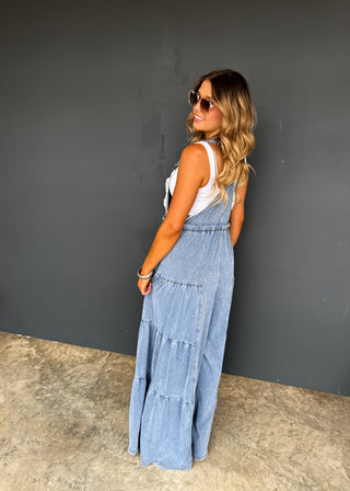 PREORDER-  BOHO & LACE DENIM OVERALLS