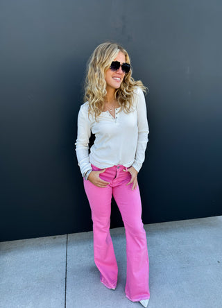 PREORDER- JAYDE PINK TUMMY CONTROL JEANS- SHORT & TALL INSEAM