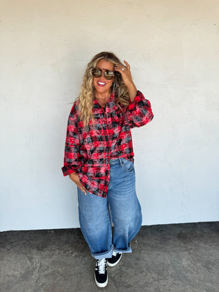 PREORDER- JUNIPER BLEACHED PLAID TOP