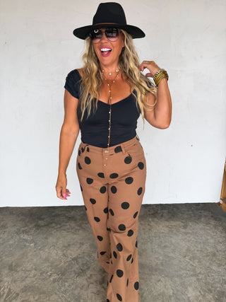 PREORDER- MOCHA DOT DENIM JEANS