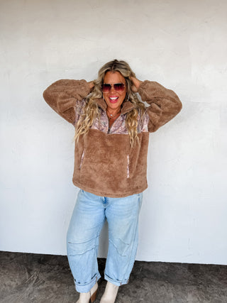 PREORDER- CAMO SHERPA PULLOVER